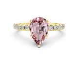 Yellow gold Pear Cut Morganite Solitaire Ring with Pavé Band and Four-Prong Setting_24