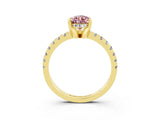 Yellow gold Pear Cut Morganite Solitaire Ring with Pavé Band and Four-Prong Setting_27