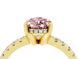 Yellow gold Pear Cut Morganite Solitaire Ring with Pavé Band and Four-Prong Setting_28