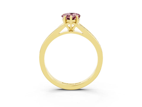 Yellow gold Pear Cut Morganite Solitaire Ring with Pavé Band and Prong Setting_3
