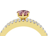 Yellow gold Pear Cut Morganite Solitaire Ring with Pavé and Channel Set Band_4