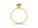 Yellow gold Pear Cut Morganite Solitaire Ring with Pave Band and Four Prong Setting_27