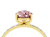 Yellow gold Pear Cut Morganite Solitaire Ring with Pave Band and Four Prong Setting_28