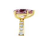 Yellow gold Pear Cut Morganite Solitaire Ring with Pave Band and Four Prong Setting_29