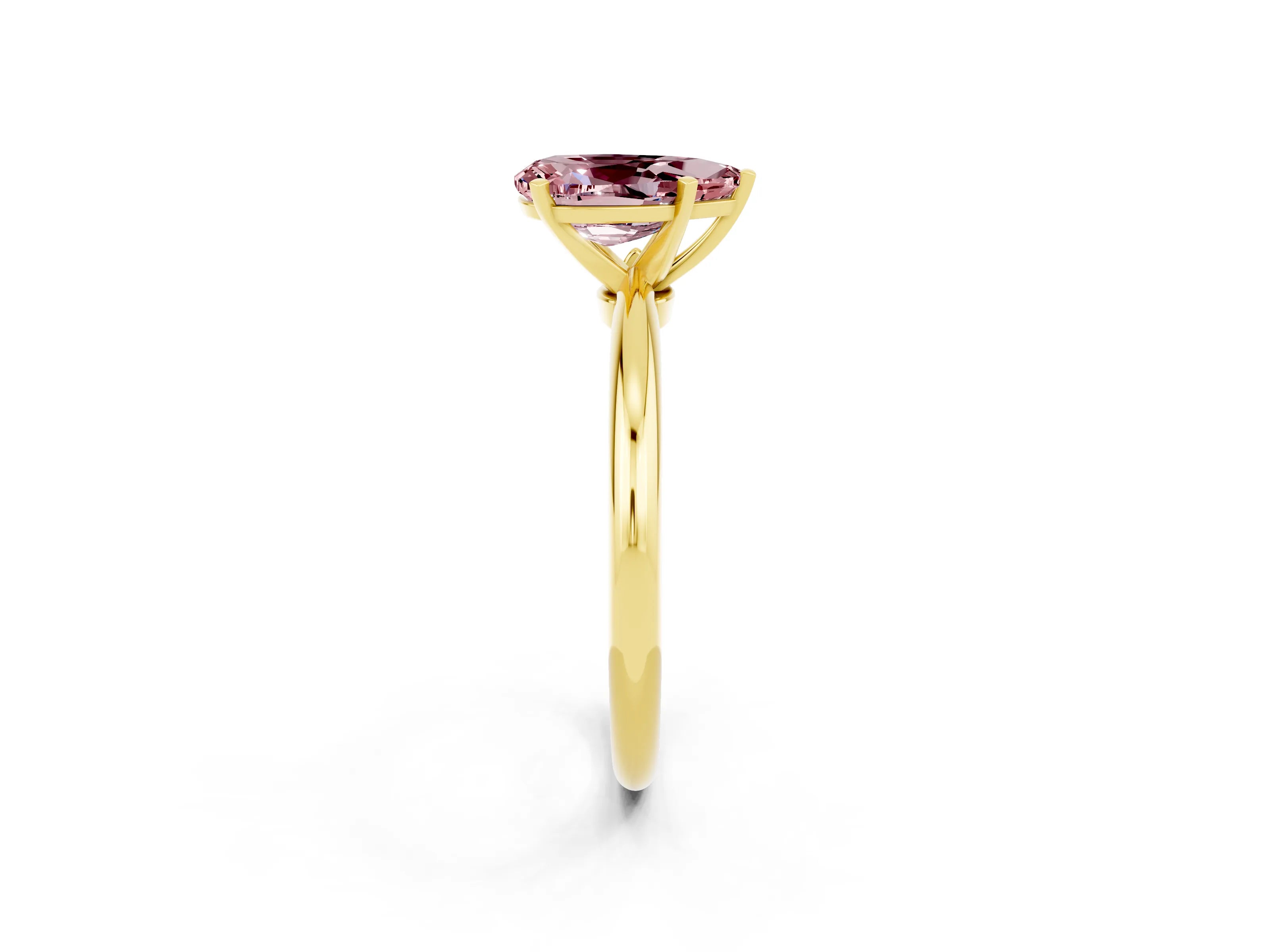 Yellow gold Pear Cut Morganite Solitaire Ring with Six-Prong Setting and Classic Band_2