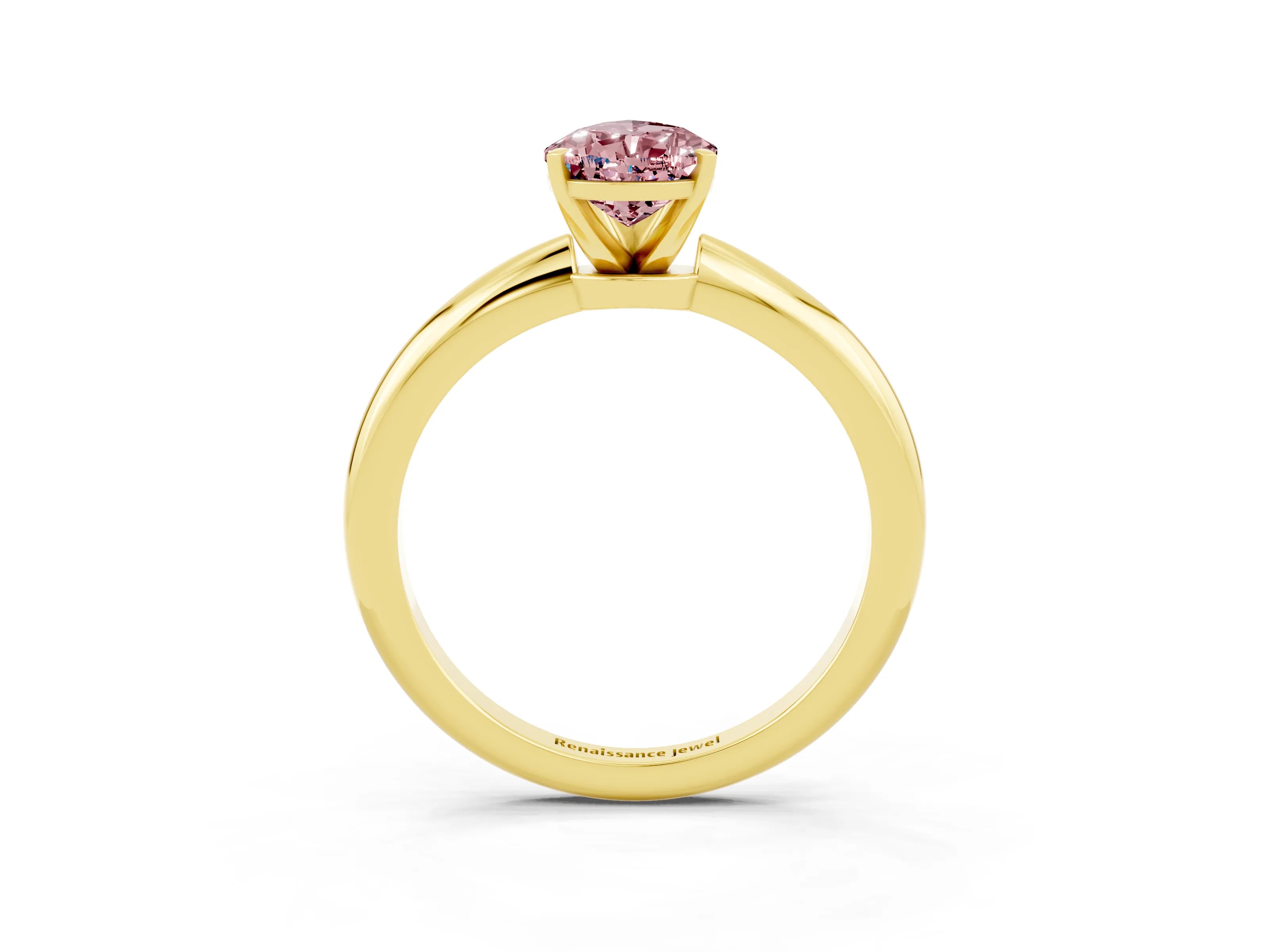 Yellow gold Pear Cut Morganite Solitaire Ring with Six-Prong Setting and Classic Band_3