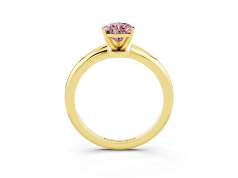 Yellow gold Pear Cut Morganite Solitaire Ring with Six-Prong Setting and Classic Band_3
