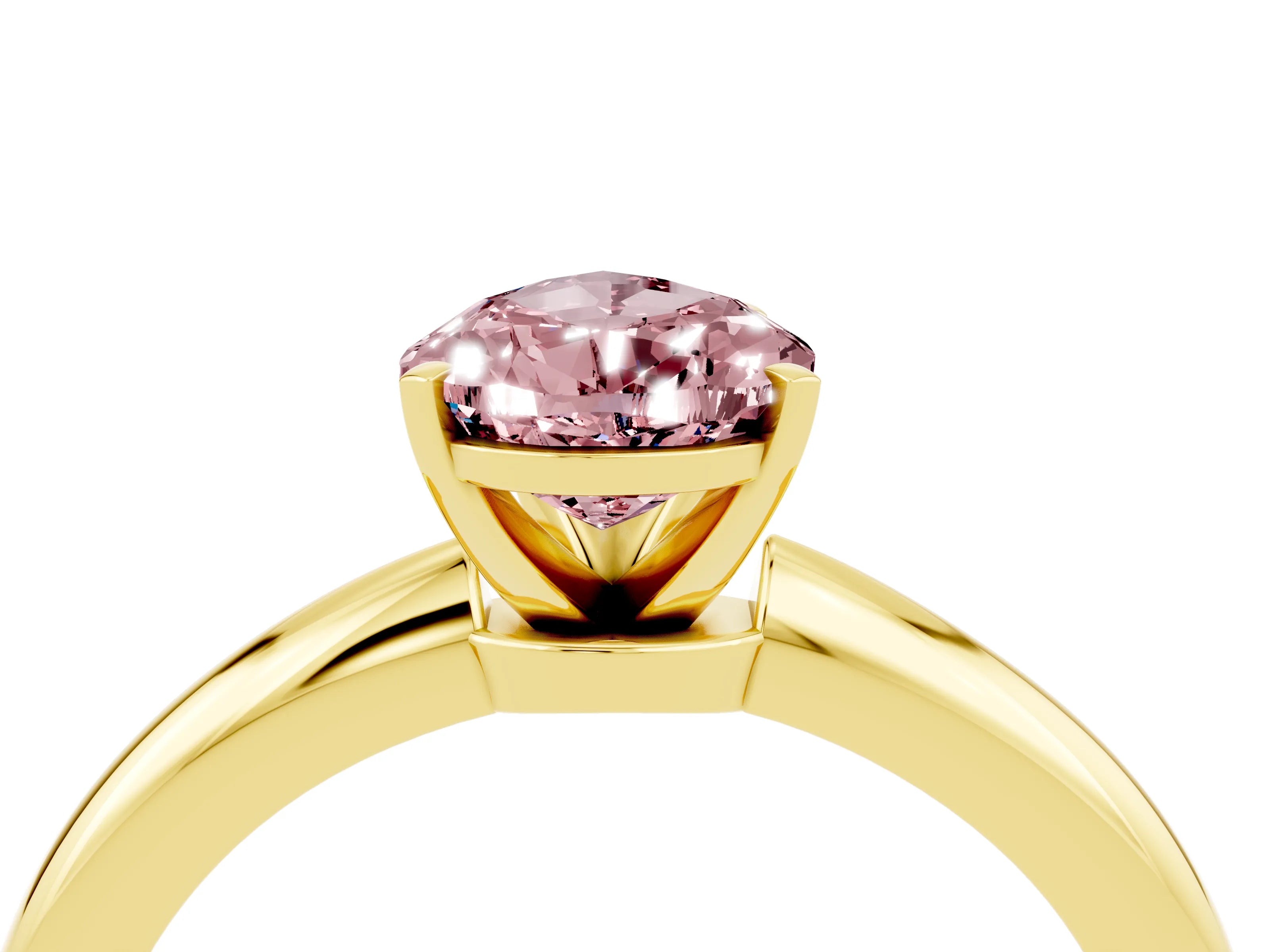 Yellow gold Pear Cut Morganite Solitaire Ring with Six-Prong Setting and Classic Band_4