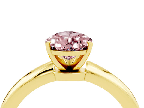 Yellow gold Pear Cut Morganite Solitaire Ring with Six-Prong Setting and Classic Band_4