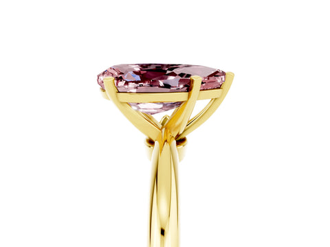 Yellow gold Pear Cut Morganite Solitaire Ring with Six-Prong Setting and Classic Band_5