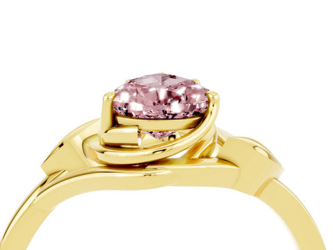 Yellow gold Pear Cut Morganite Solitaire Ring with Twist Band and Four-Prong Setting_28