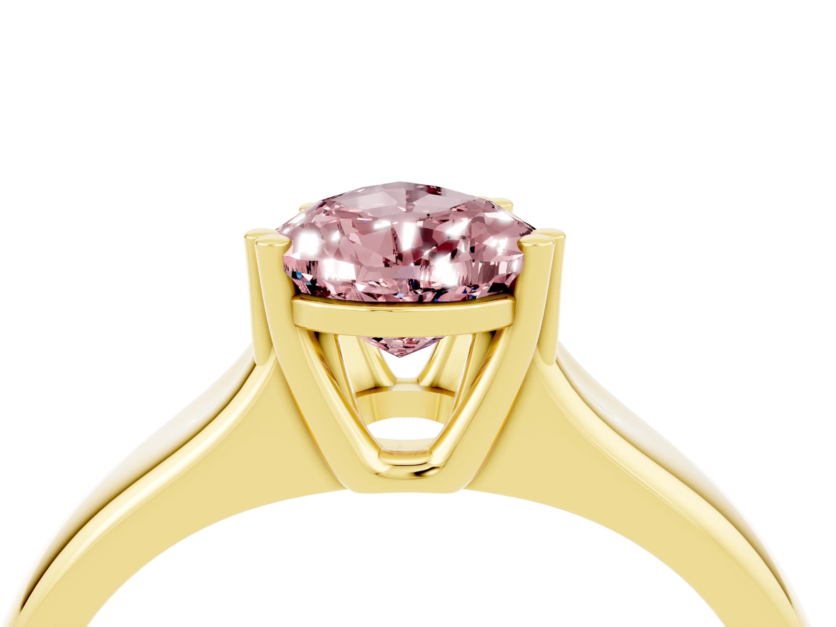 Yellow gold Pear Cut Morganite Solitaire Ring with Wide Band and Prong Setting_4