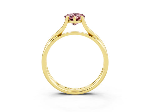 Yellow gold Pear Cut Morganite Solitaire Twist Band Prong Setting Ring_86