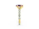 Yellow gold Pear Cut Morganite Solitaire with Side Stones, Pave Band, Four-Prong Setting_26
