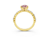 Yellow gold Pear Cut Morganite Solitaire with Side Stones, Pave Band, Four-Prong Setting_27