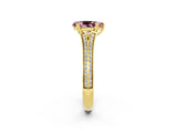Yellow gold Pear Cut Morganite Split Shank Engagement Ring with Pavé Band_2