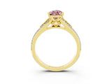 Yellow gold Pear Cut Morganite Split Shank Engagement Ring with Pavé Band_3
