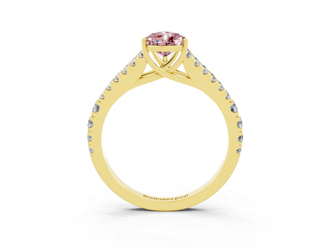 Yellow gold Pear Cut Morganite Split Shank Pavé Engagement Ring with Four-Prong Setting_15