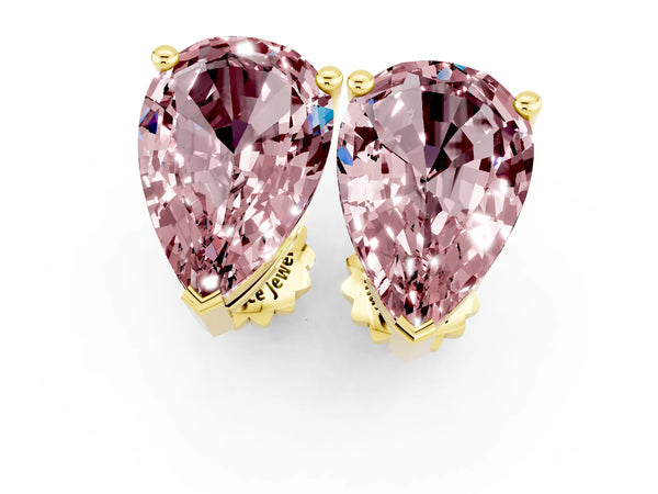 Yellow gold Pear Cut Morganite Stud Earrings