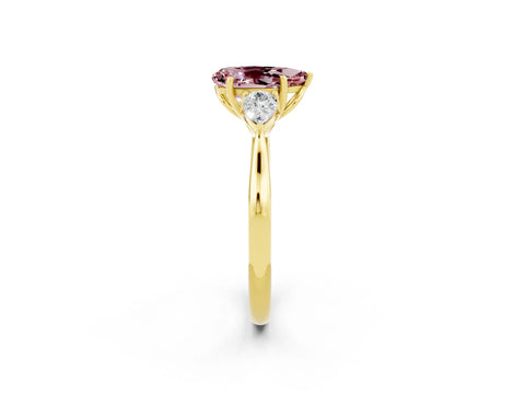 Yellow gold Pear Cut Morganite Three-Stone Ring with Pear Side Stones and Four-Prong Setting_14