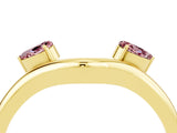 Yellow gold Pear Cut Morganite Two-Stone Open Band Ring with Prong Setting_10