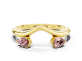 Yellow gold Pear Cut Morganite Two-Stone Open Band Ring with Prong Setting_6