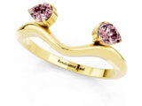 Yellow gold Pear Cut Morganite Two-Stone Open Band Ring with Prong Setting_7