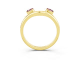 Yellow gold Pear Cut Morganite Two-Stone Open Band Ring with Prong Setting_9