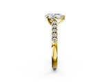 Yellow gold Pear Cut Pavé Band Solitaire Ring with Four-Prong Setting_144