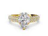 Yellow gold Pear Cut Pave Diamond Engagement Ring with Channel Set Band and Four-Prong Setting_20