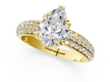 Yellow gold Pear Cut Pave Diamond Engagement Ring with Channel Set Band and Four-Prong Setting_21