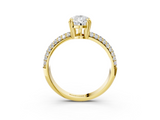 Yellow gold Pear Cut Pave Diamond Engagement Ring with Channel Set Band and Four-Prong Setting_23