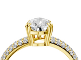 Yellow gold Pear Cut Pave Diamond Engagement Ring with Channel Set Band and Four-Prong Setting_24