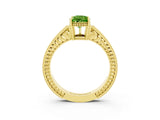 Yellow gold Pear Cut Peridot Engagement Ring with Milgrain Channel Set Band and Prong Setting_3