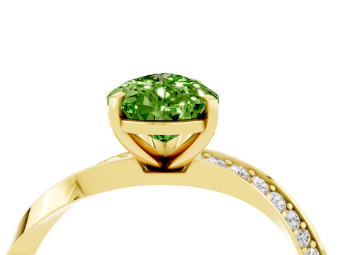 Yellow gold Pear Cut Peridot Engagement Ring with Side Stone Accents and Four-Prong Setting_31
