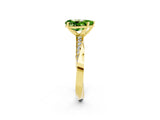 Yellow gold Pear Cut Peridot Engagement Ring with Side Stone Accents and Four-Prong Setting_62
