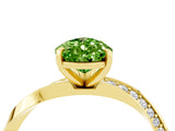 Yellow gold Pear Cut Peridot Engagement Ring with Side Stone Accents and Four-Prong Setting_64