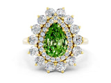 Yellow gold Pear Cut Peridot Floral Double Halo Engagement Ring with Prong Setting_60