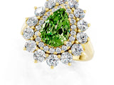 Yellow gold Pear Cut Peridot Floral Double Halo Engagement Ring with Prong Setting_61