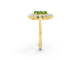 Yellow gold Pear Cut Peridot Floral Double Halo Engagement Ring with Prong Setting_62