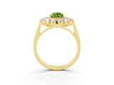 Yellow gold Pear Cut Peridot Floral Double Halo Engagement Ring with Prong Setting_63