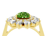 Yellow gold Pear Cut Peridot Floral Double Halo Engagement Ring with Prong Setting_64
