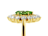 Yellow gold Pear Cut Peridot Floral Double Halo Engagement Ring with Prong Setting_65