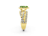 Yellow gold Pear Cut Peridot Halo Ring with Round Split Shank and Prong Setting_50