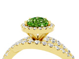 Yellow gold Pear Cut Peridot Halo Ring with Round Split Shank and Prong Setting_52