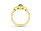Yellow gold Pear Cut Peridot Halo Ring with Tapered Band and Four-Prong Setting_3