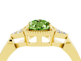 Yellow gold Pear Cut Peridot Halo Ring with Tapered Band and Four-Prong Setting_4