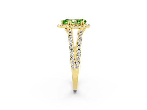 Yellow gold Pear Cut Peridot Halo Split Shank Engagement Ring_14