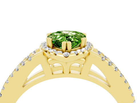 Yellow gold Pear Cut Peridot Halo Split Shank Engagement Ring_16