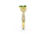 Yellow gold Pear Cut Peridot  Halo Twist Band Solitaire Prong Setting Ring_26